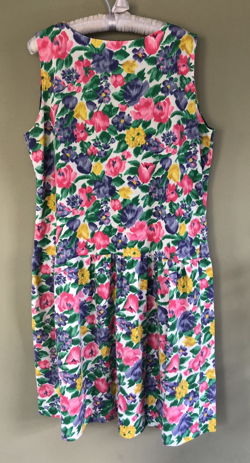 Vintage FADS Drop Waist Floral Dress Cotton Blend Size Extra Large