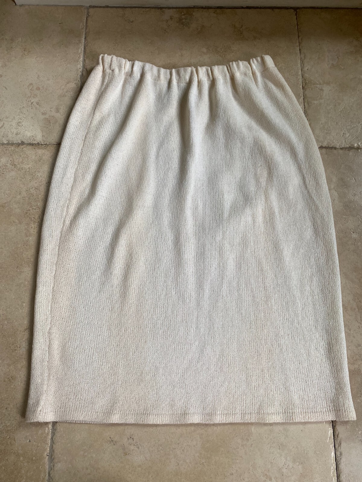 Vintage 1980s Don Sayres for Wellmore Wool Blend Cream Knit Midi Skirt USA