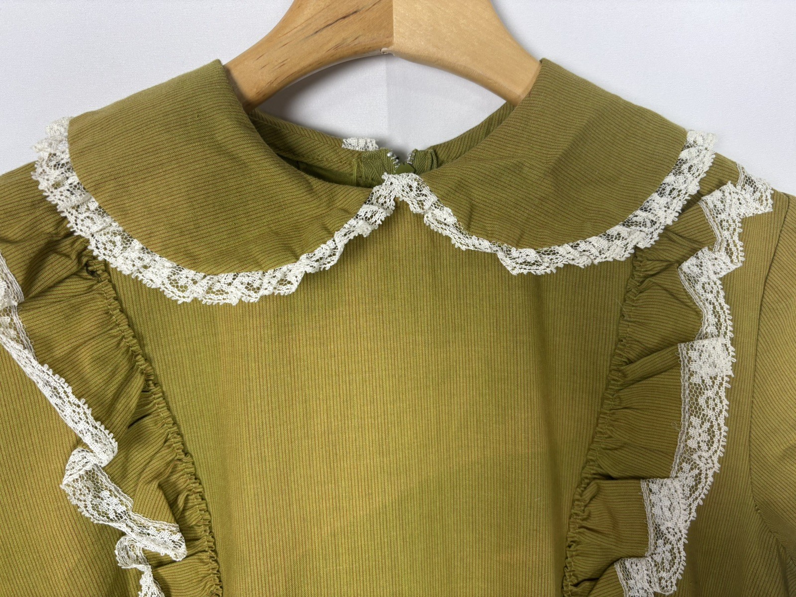Vintage Boho Maxi Prairie Dress Olive Green Gunne Cottage Size Small/4