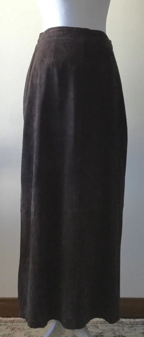 Vintage Deep Plum Purple Suede Midi Skirt by Dialog Size 6 1980’s 1990’s (076)