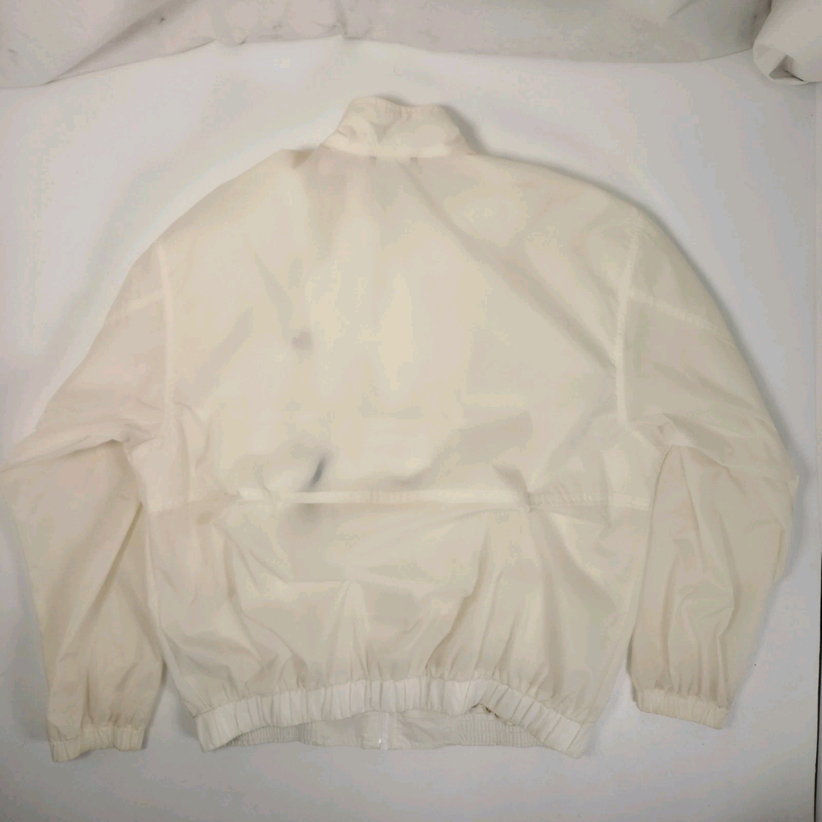 VTG 90s Nike Script Womens Packable Windbreaker Jacket Medium Ivory Athleisure