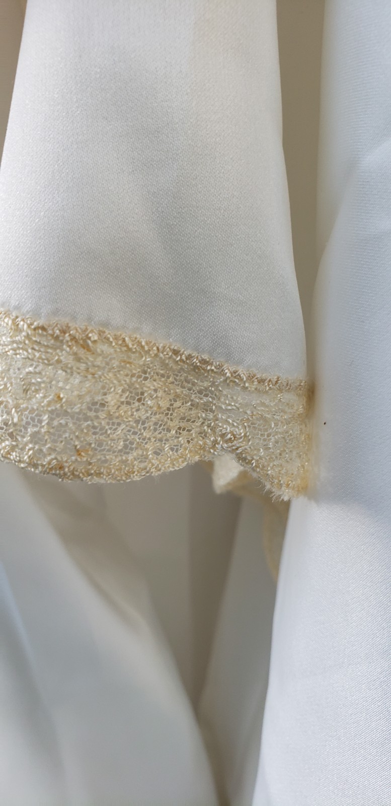 VTG Zandra Rhodes White Gown Dress Sz P Designer Semi-Sheer Union Tag USA FLAWS