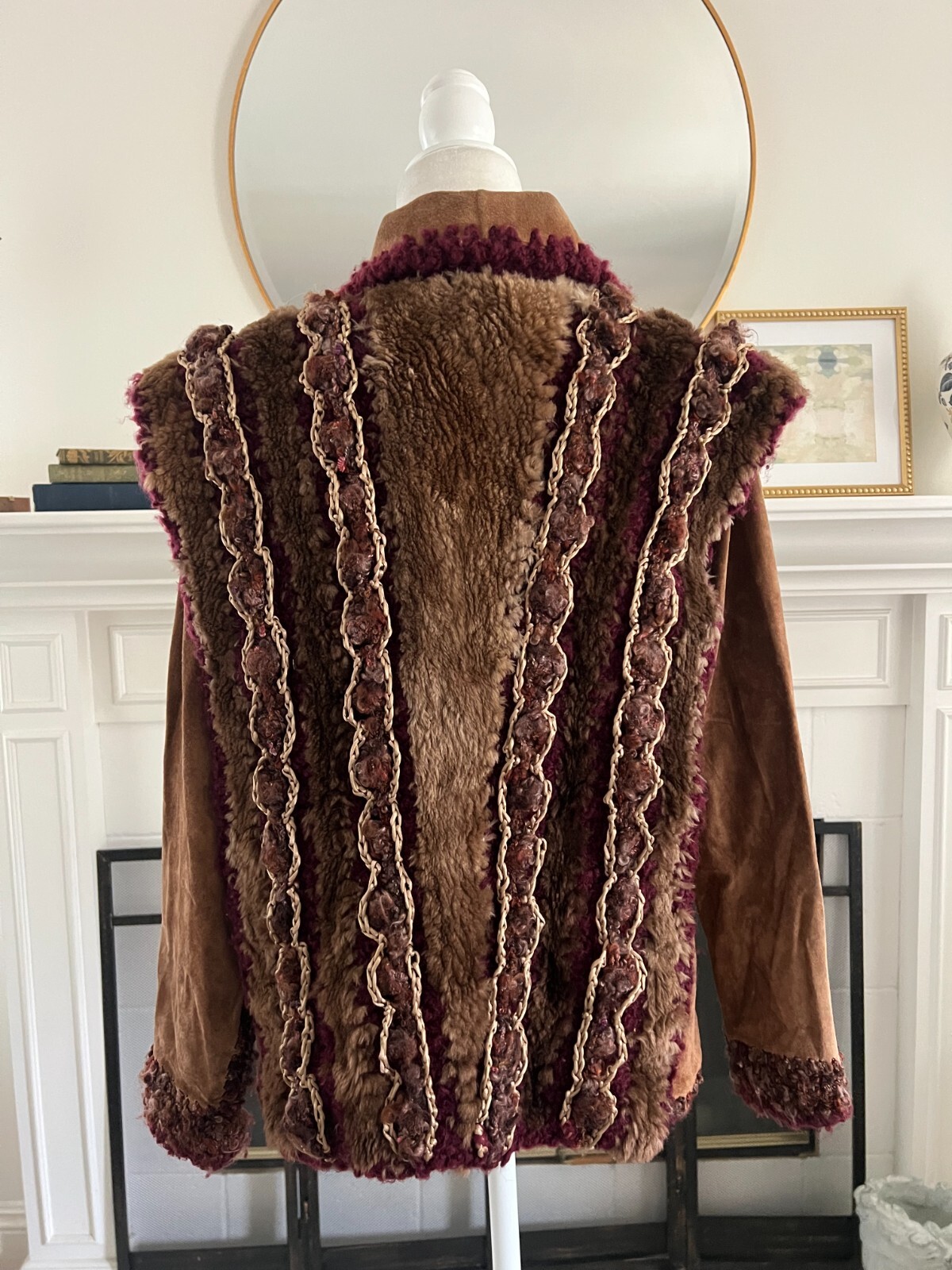 VTG Norma Canada Nordic Style Hand Made Coat Jacket Leather, Knit, Sz M