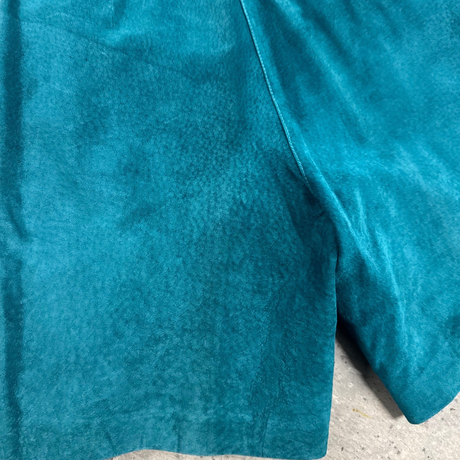 David Hollis VTG Teal Green Suede Leather High Waisted Shorts S/XS Retro Classic