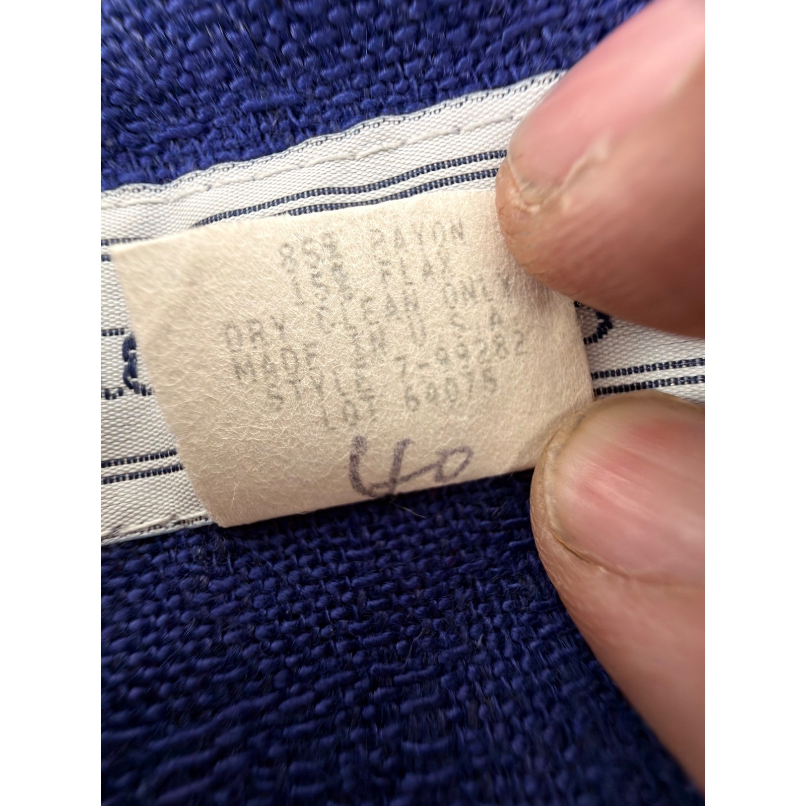 Vintage 90s Norton McNaughton Blue & White Blazer Rayon Flax NWT Size 14