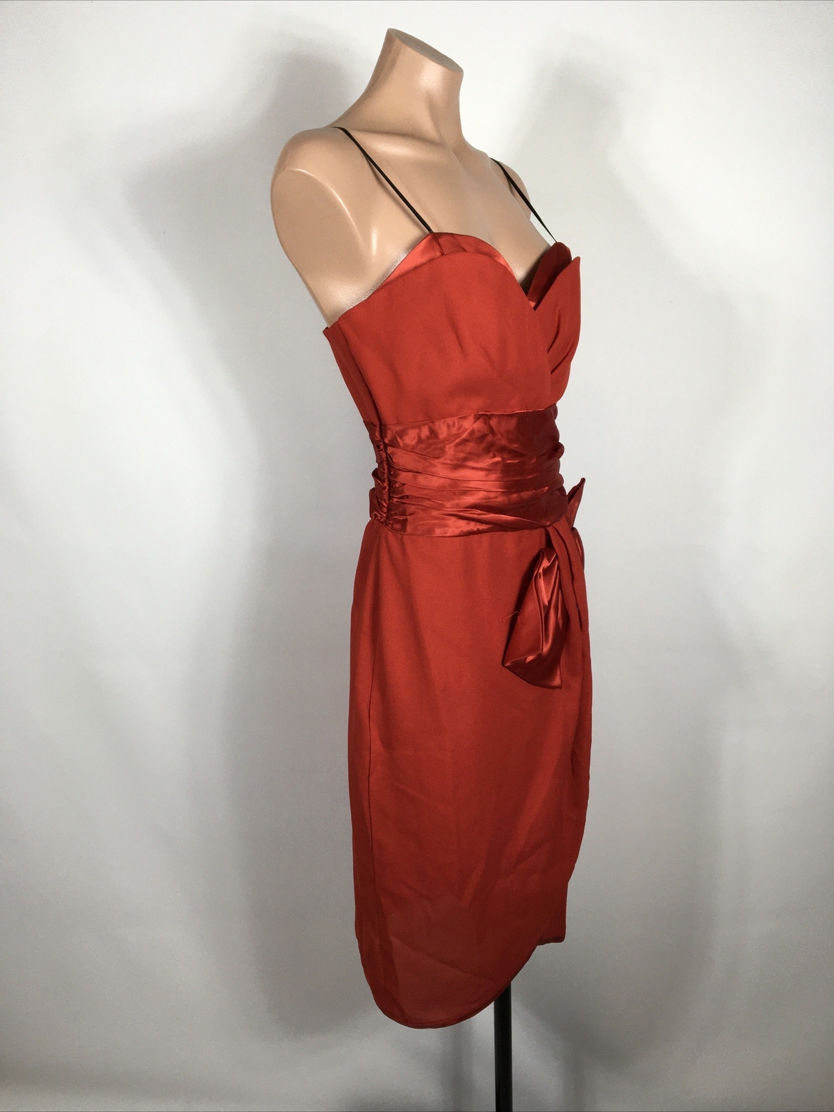 Vtg 80s Womens Prom Dress Formal Red Wrap Sweetheart Satin Darcy Sexy Union Made