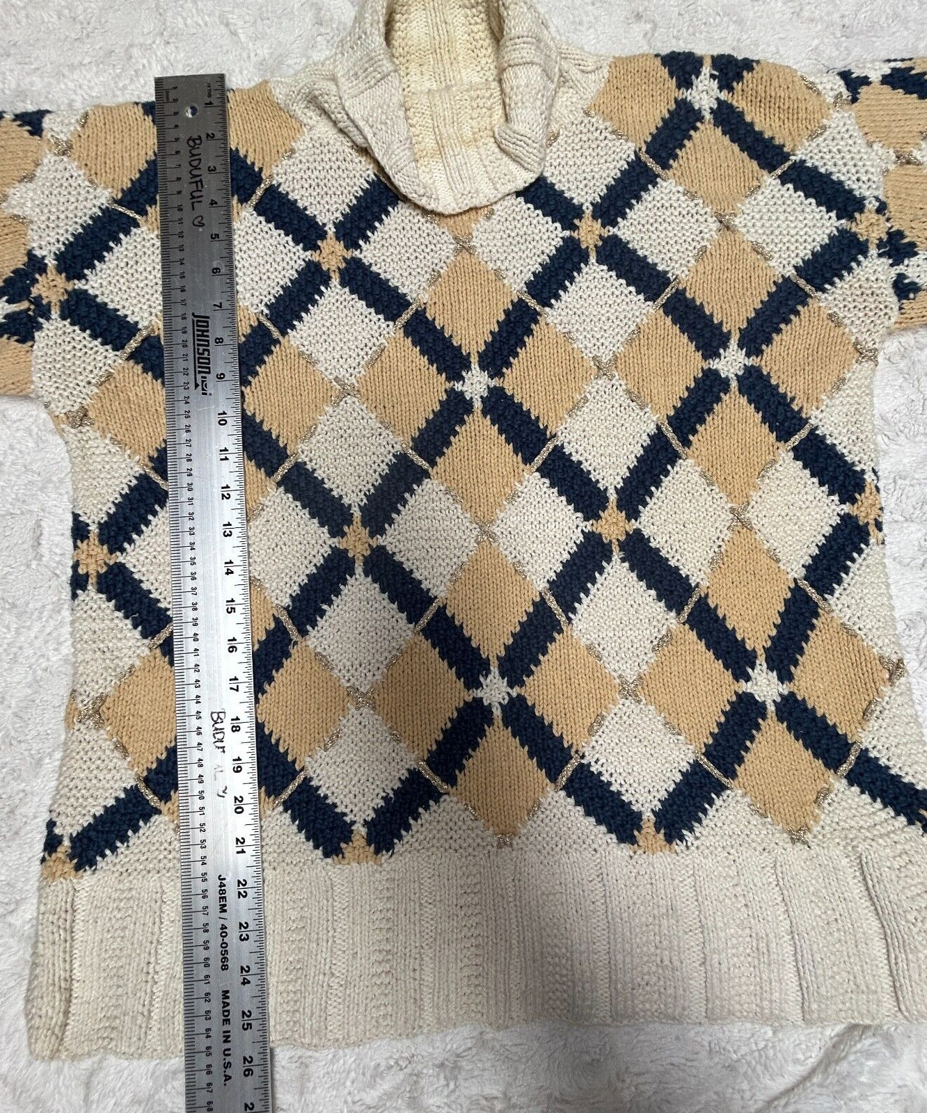 Vintage Casual Corner Limited Edition Hand Knitted Sweater Medium Ramie Cotton