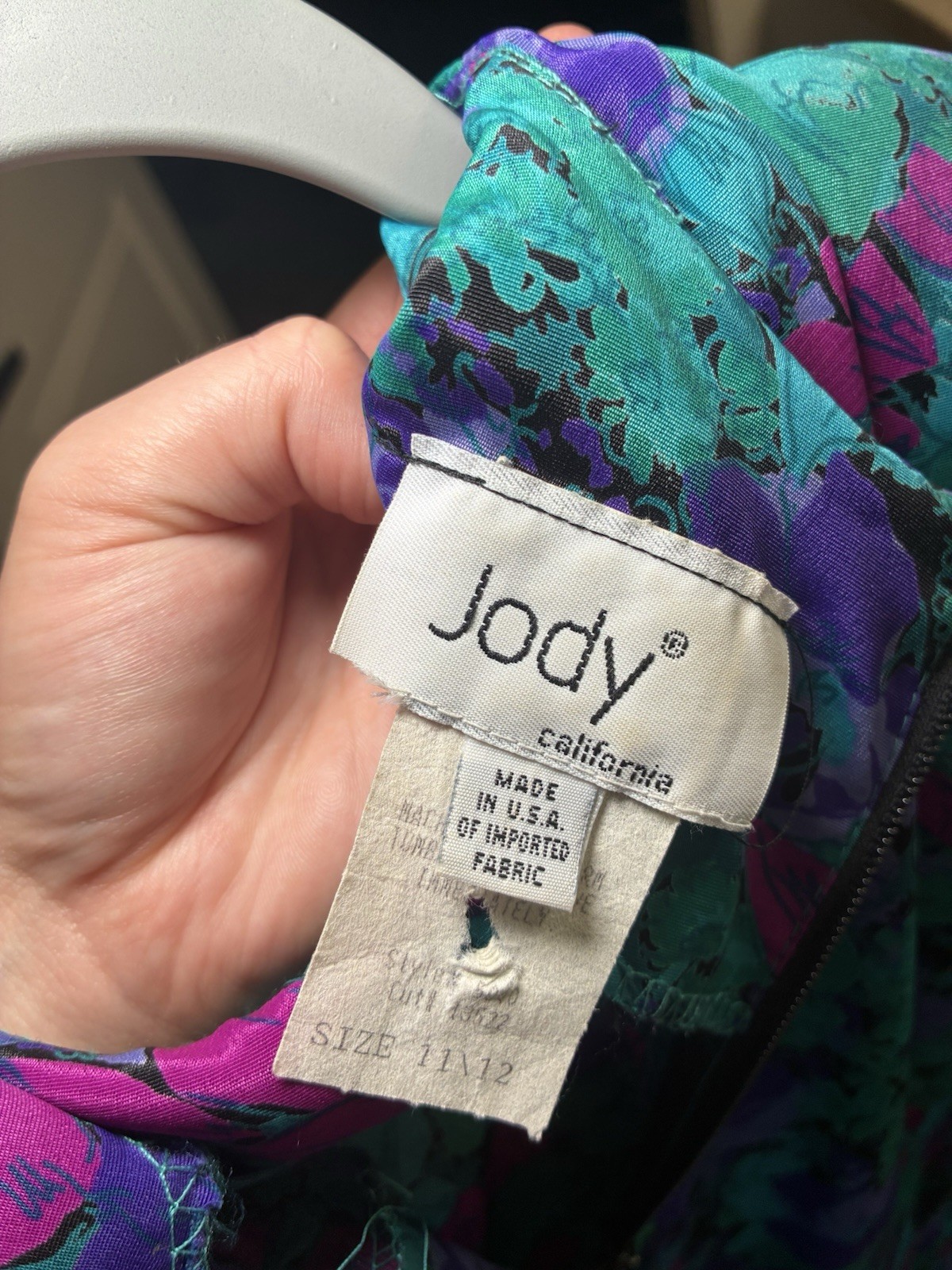 Vintage 80s Jody California Floral Tiered Ruffle Midi Dress – Size 11/12