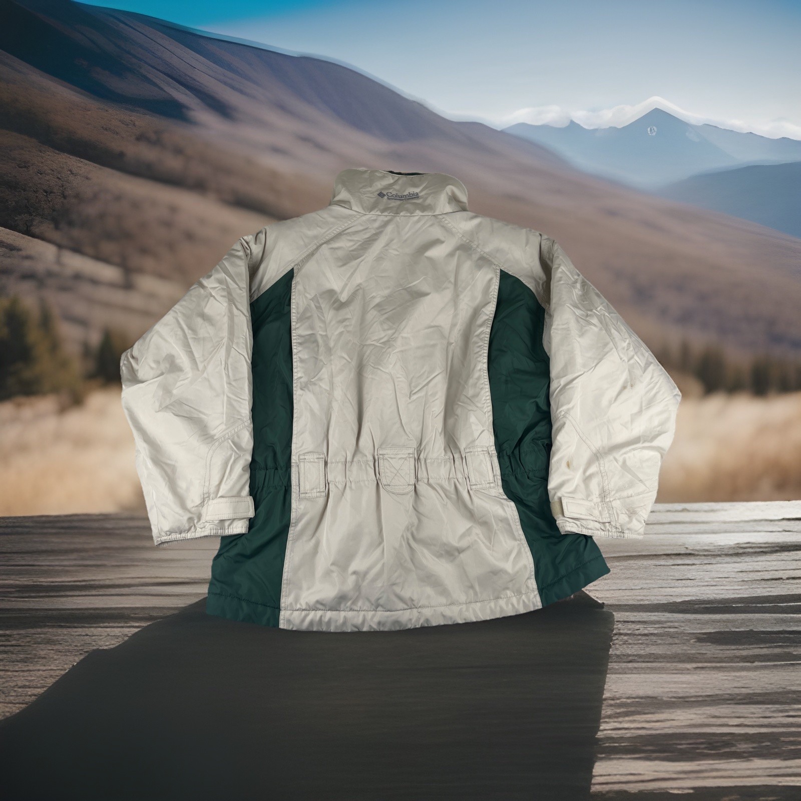 Vintage 90s Columbia Micro-Tex Ski Jacket Women’s XL Colorblock Cream Green
