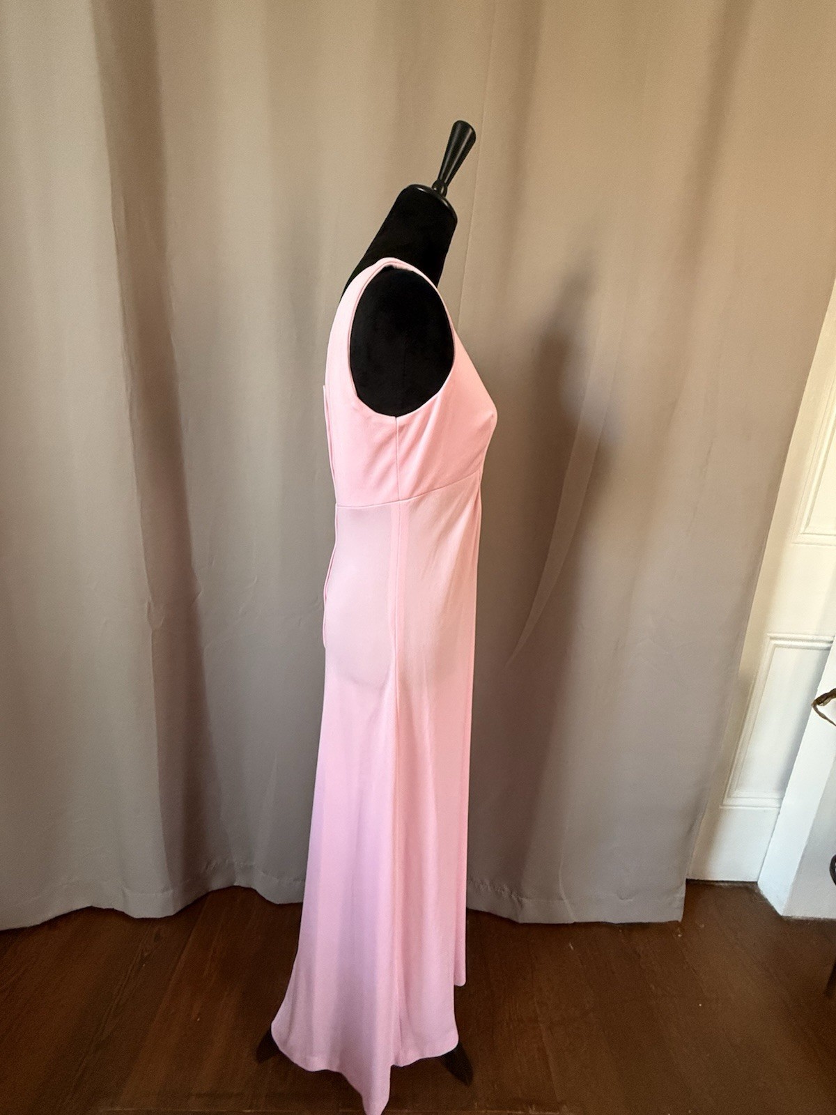 Pink Vintage 70s Maxi Dress Sheer Floral Capelet Womens Size M/L