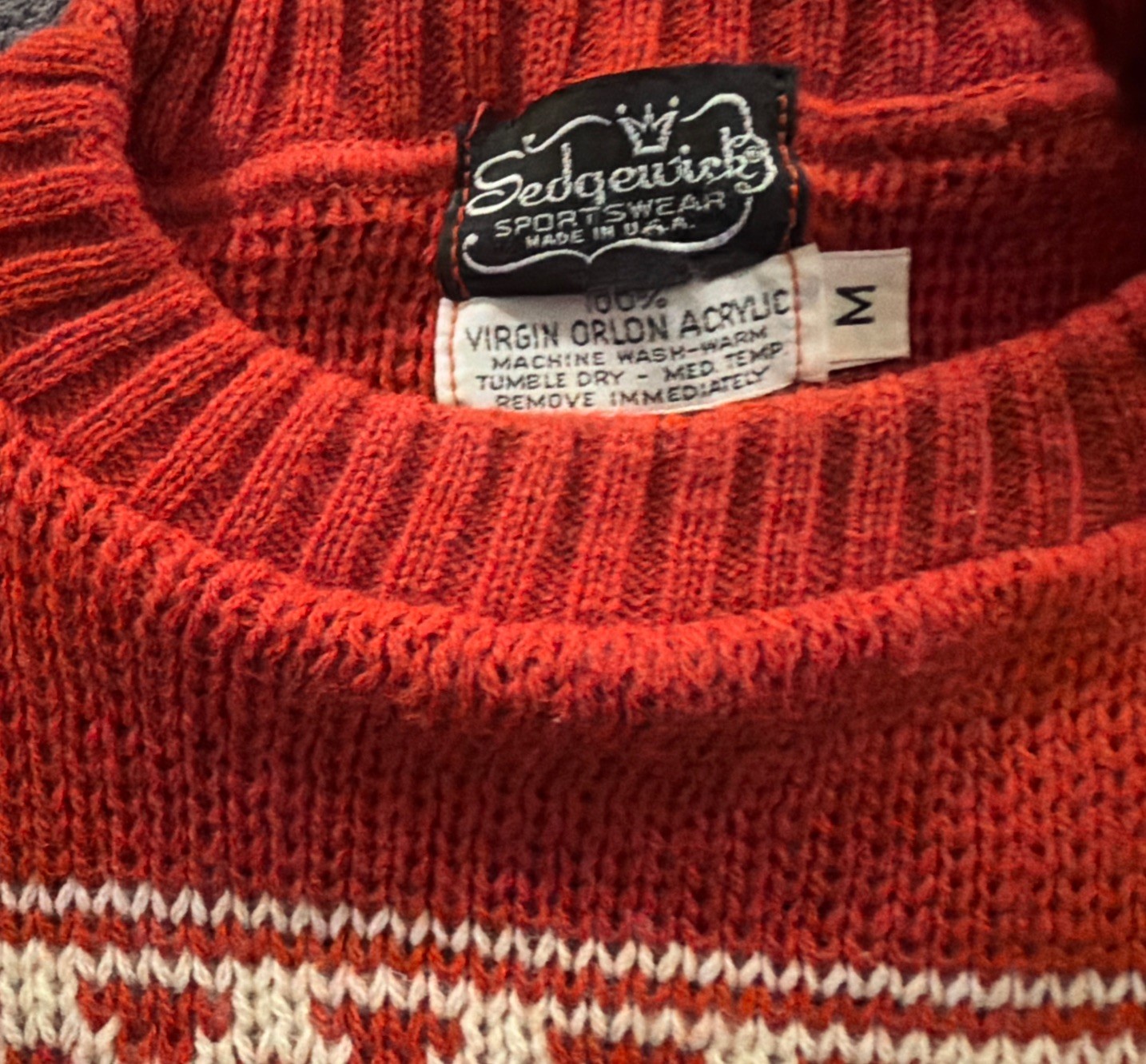 Vintage Brown Sweater Sedgwick Sportswear Wool Size Med