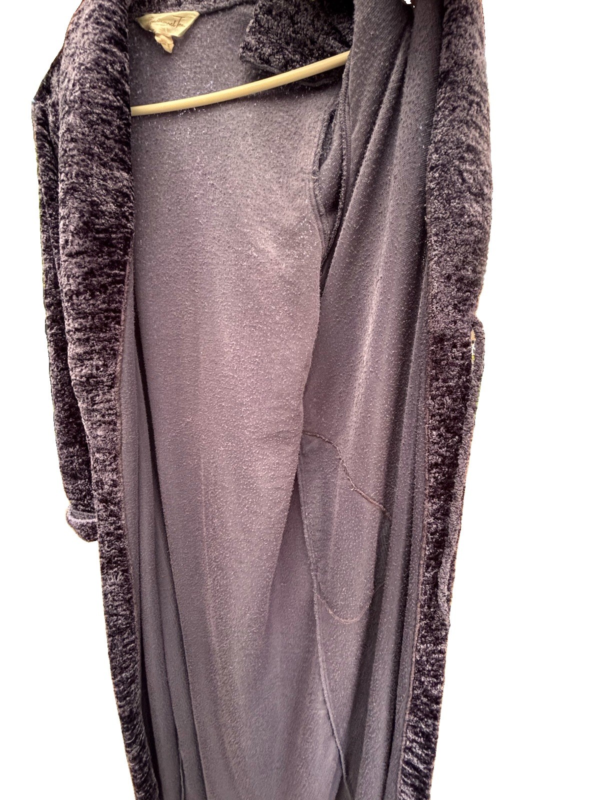 Vintage Diamond Tea Women’s Deep Purple Velour Robe W/Pockets Belted Tie Large
