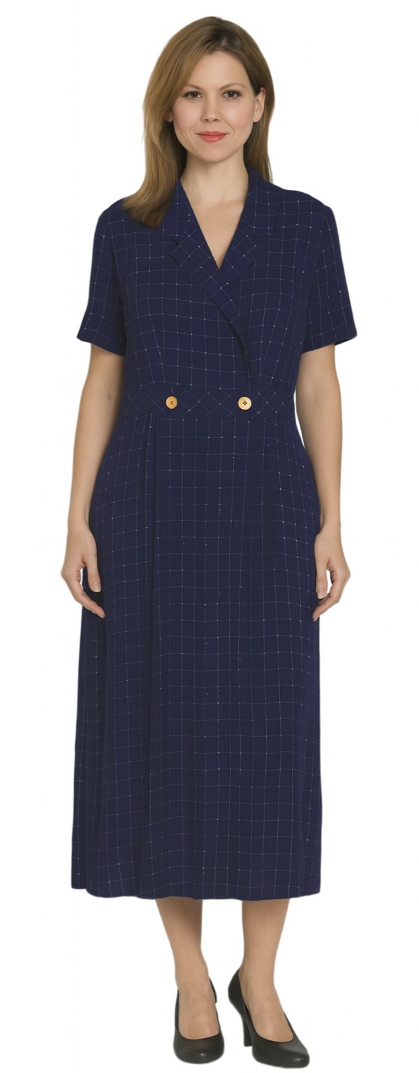 Lady Carol of New York Blue Plaid Midi Dress Size 18 – Vintage USA Made