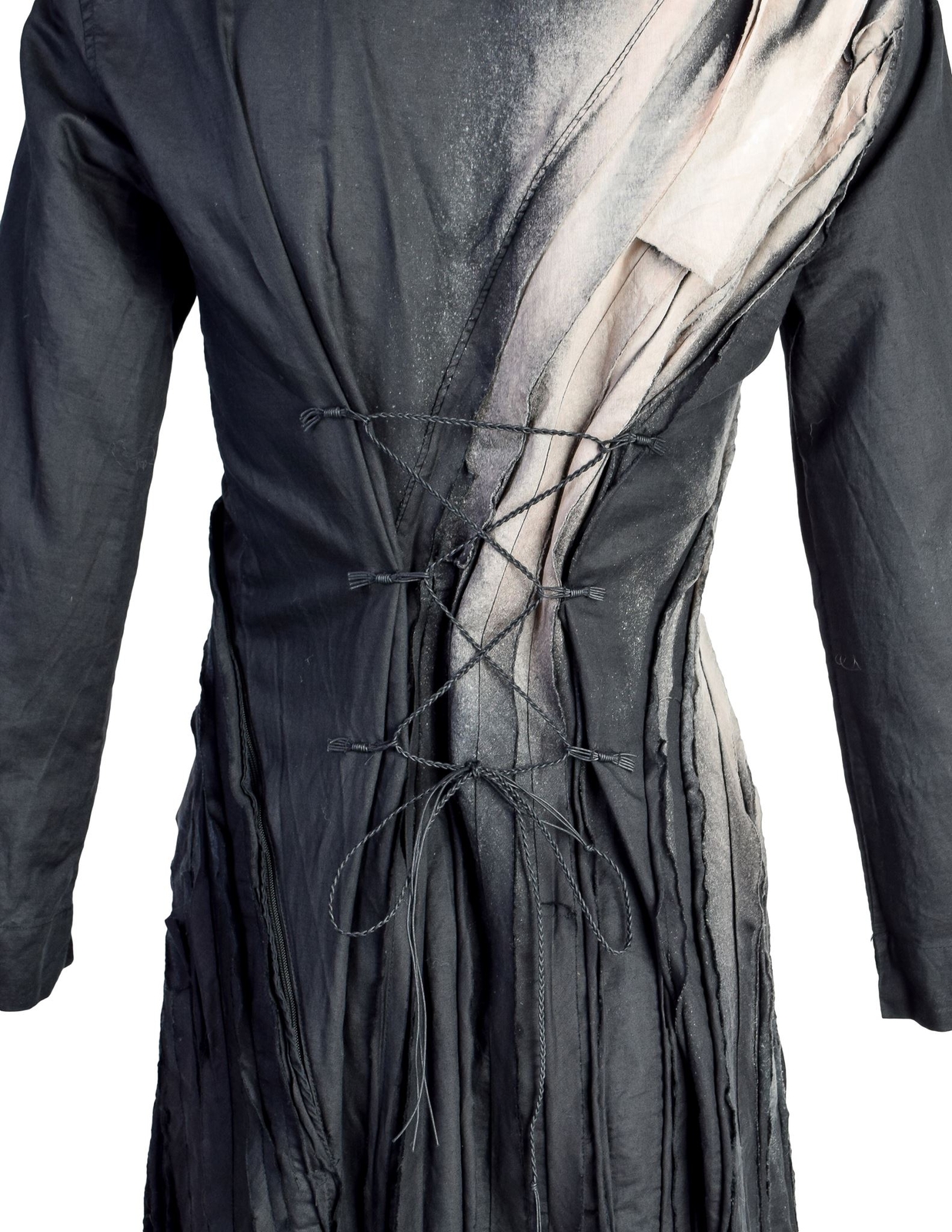 Issey Miyake Vintage SS 2006 Black Sand Distressed Overdyed Gathered Pleated Dre