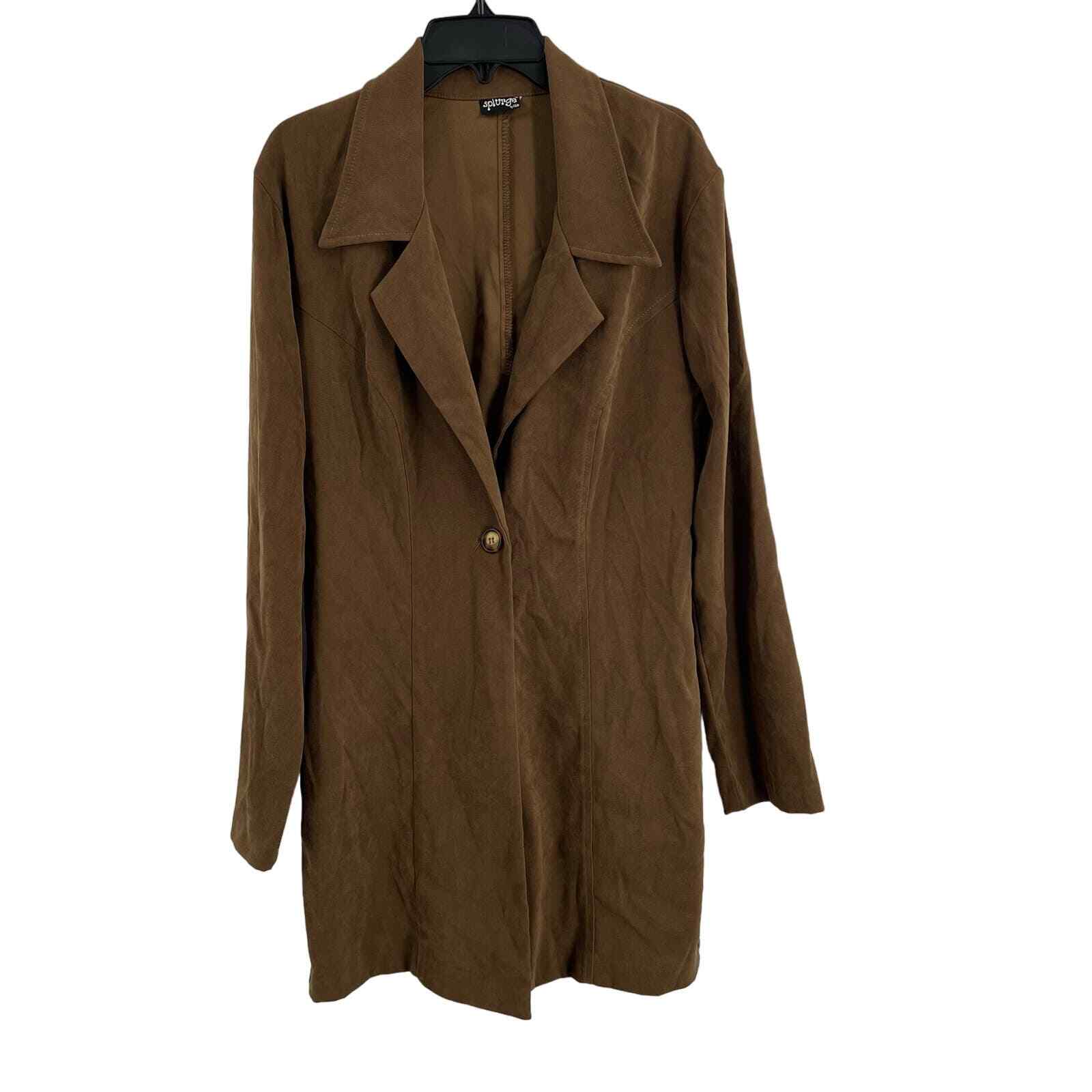 Vintage Faux Suede Long One Button Jacket Splurge by ISB Size Small (estimated)