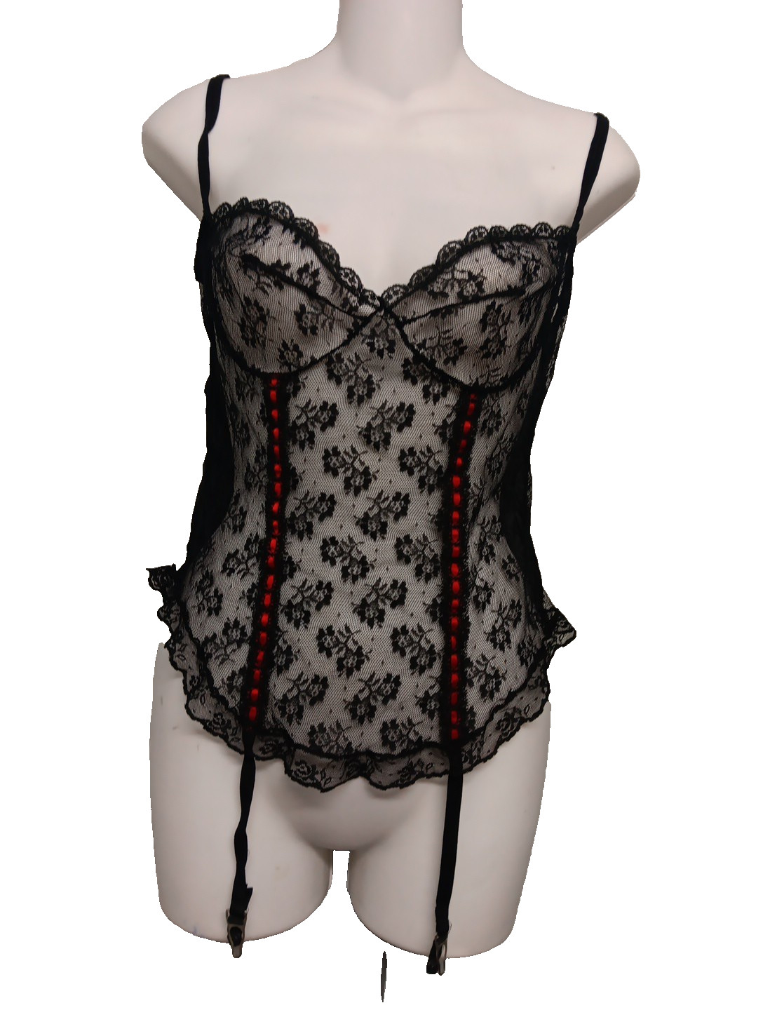 Vtg Lingerie Lace Teddy W Garter Straps Sz 36