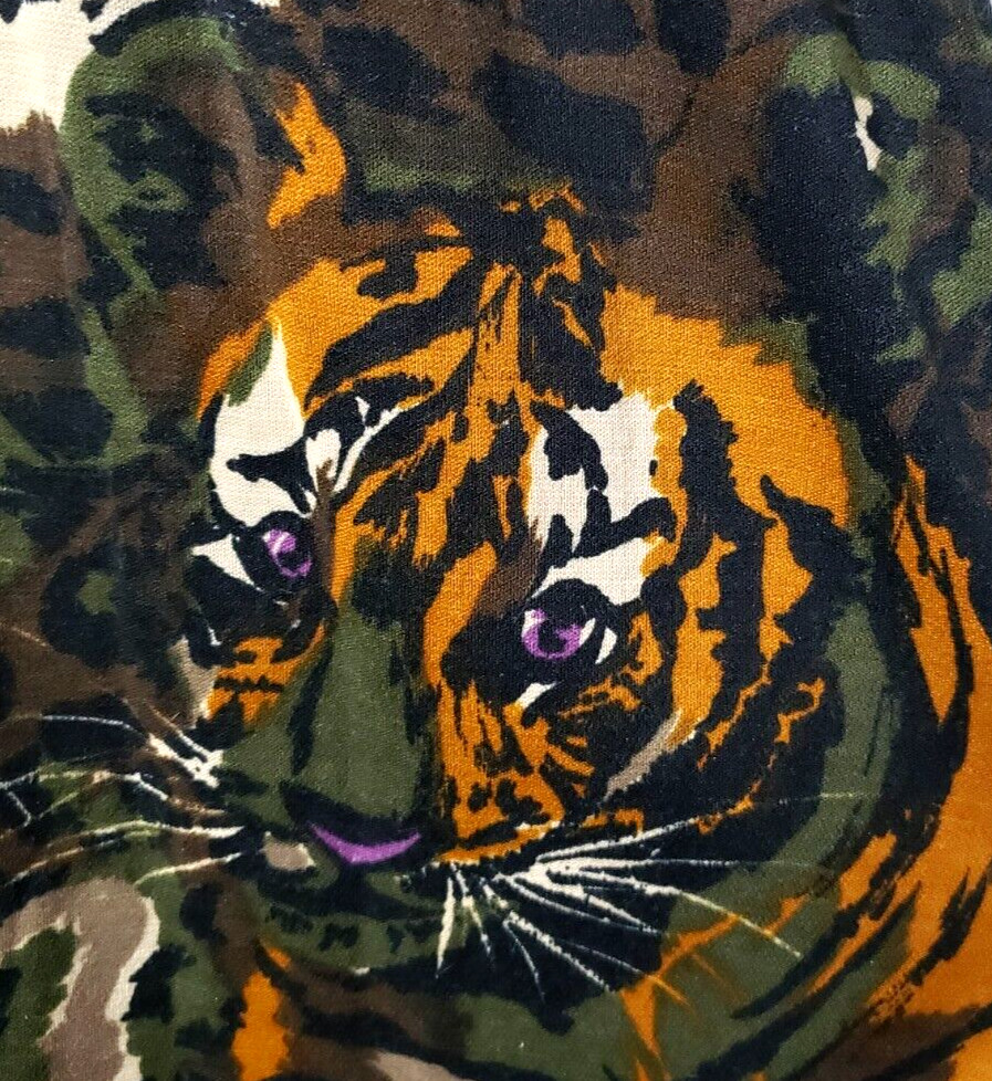 Vintage 70s Pinup Sheath Dress 7 Wiggle Tiger Jungle Camo Rockabilly Union USA