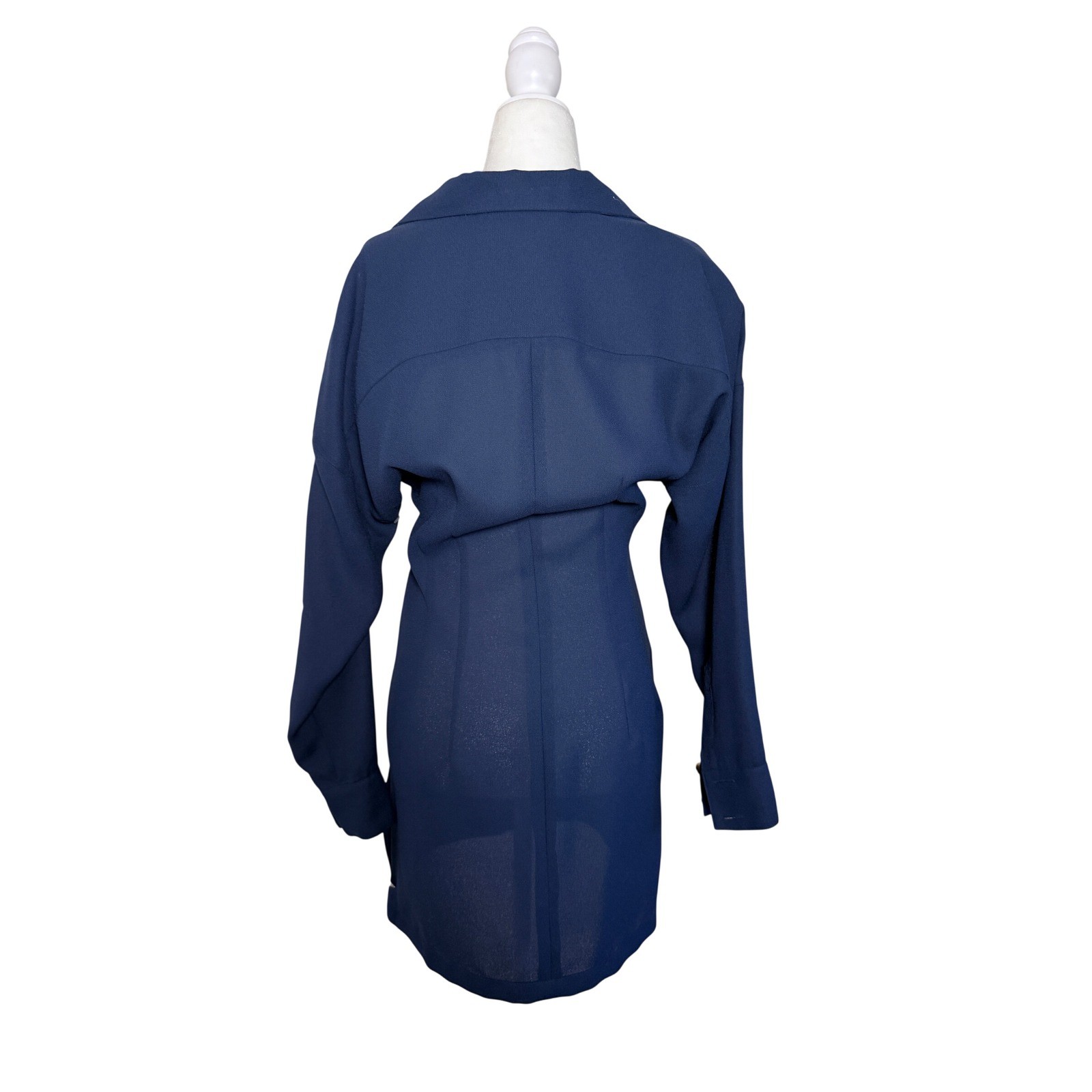Vintage 80s 90s Jones New York Deadstock Blue Utility Mini Dress Gold Buttons