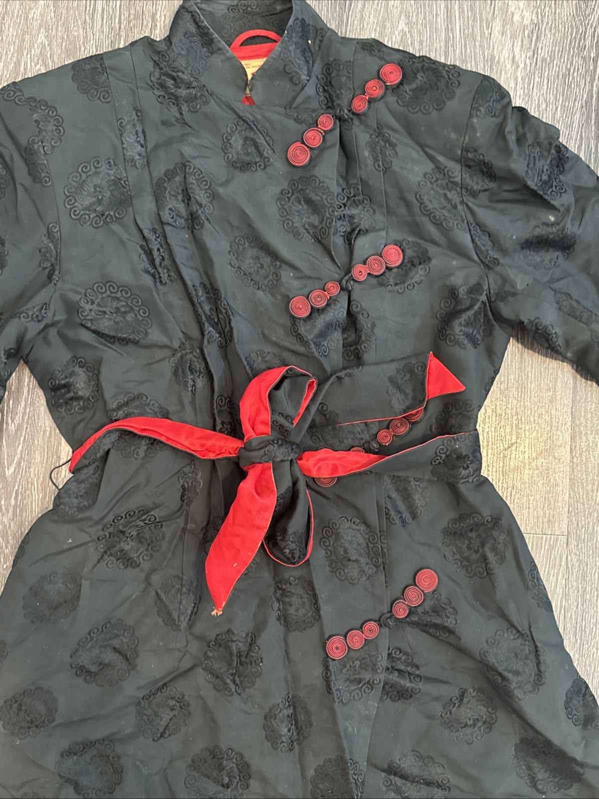 Vintage Women Smoking Jacket Original Belt Satin Silk Japanese Ying Tai Co
