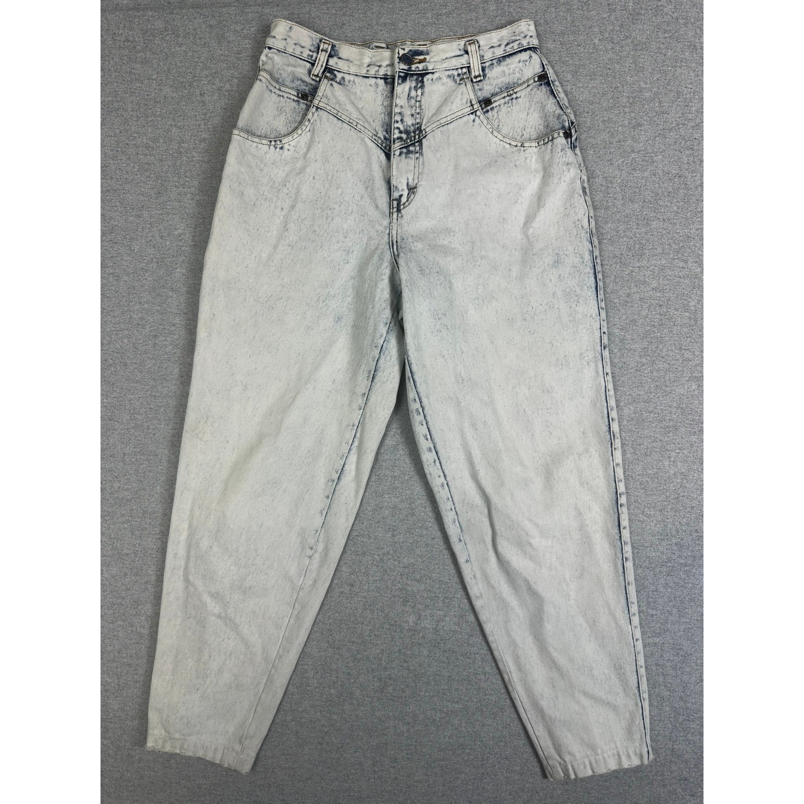 VTG 80S Acid Wash Mom Jean Womens 26×26 White Blue Brittania High Rise