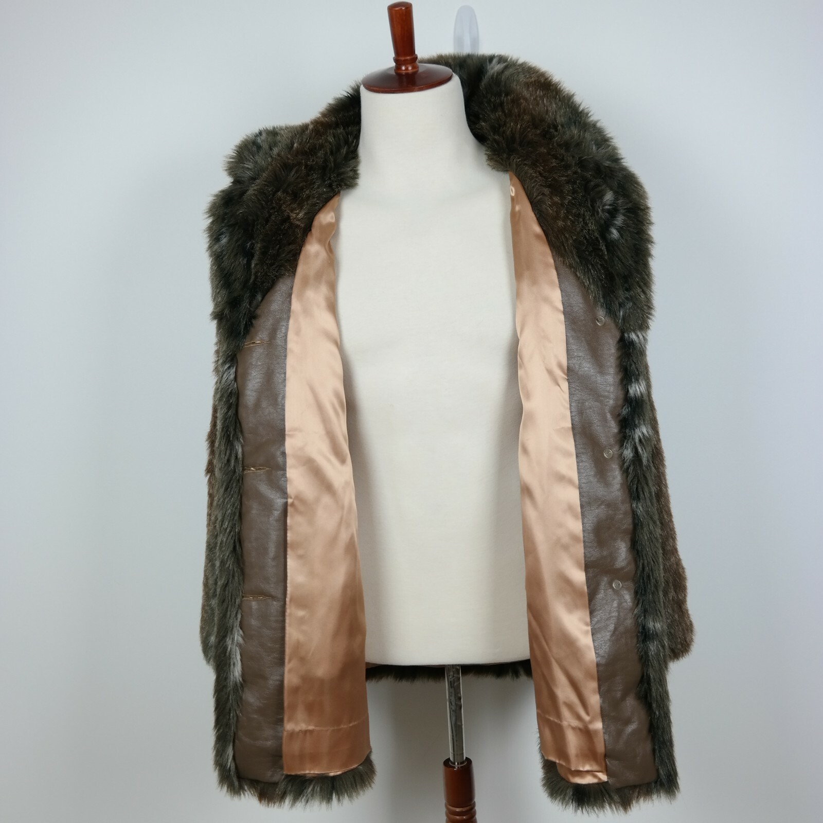VTG 60s Tissavel France Country Pacer Faux Fur Coat Animal Print Womens Sz 16 XL