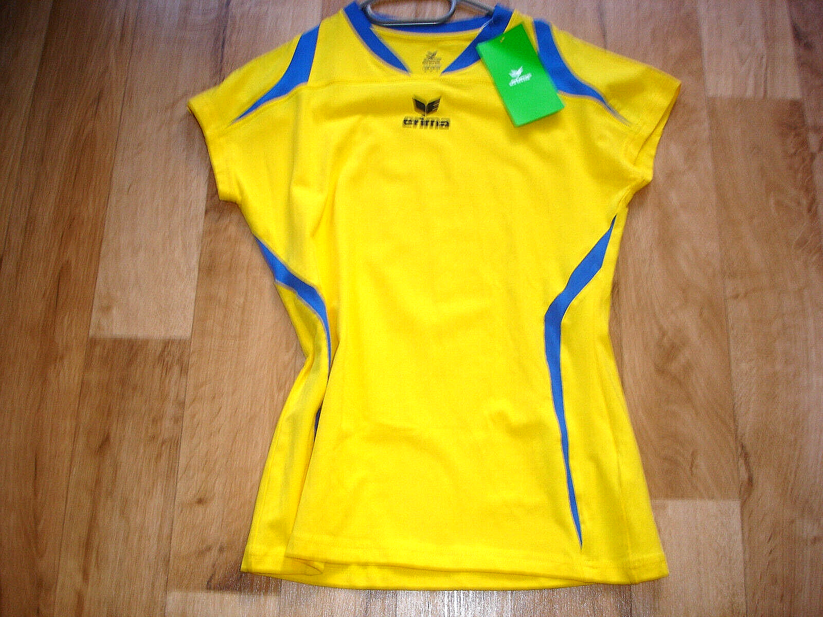 Genuine VINTAGE ERIMA SHIRT Womens NEW Yellow Blue Size 40 M PLAIN RARE Sports Casual