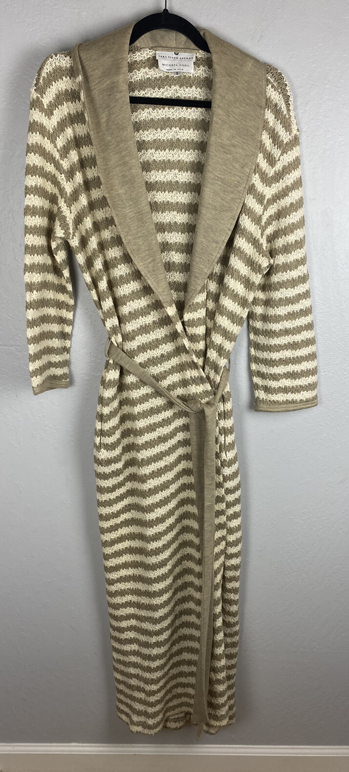 Vintage Michael Kors For Saks Fifth Avenue Knit Long Robe Size Small