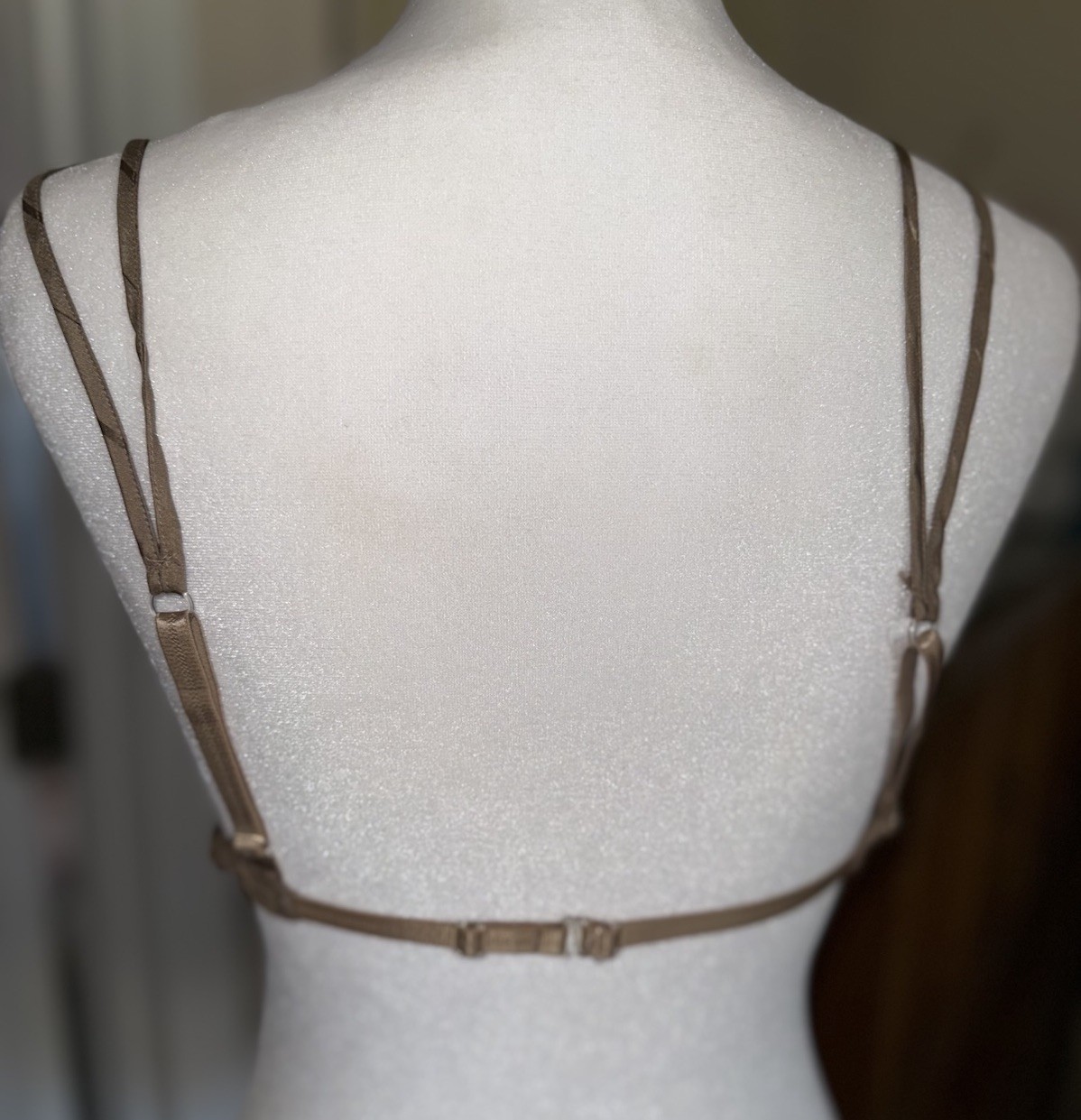 Vtg Vivine La Rinascente Bra 100% Silk M L Bralette Mocha Brown Stripe NOS