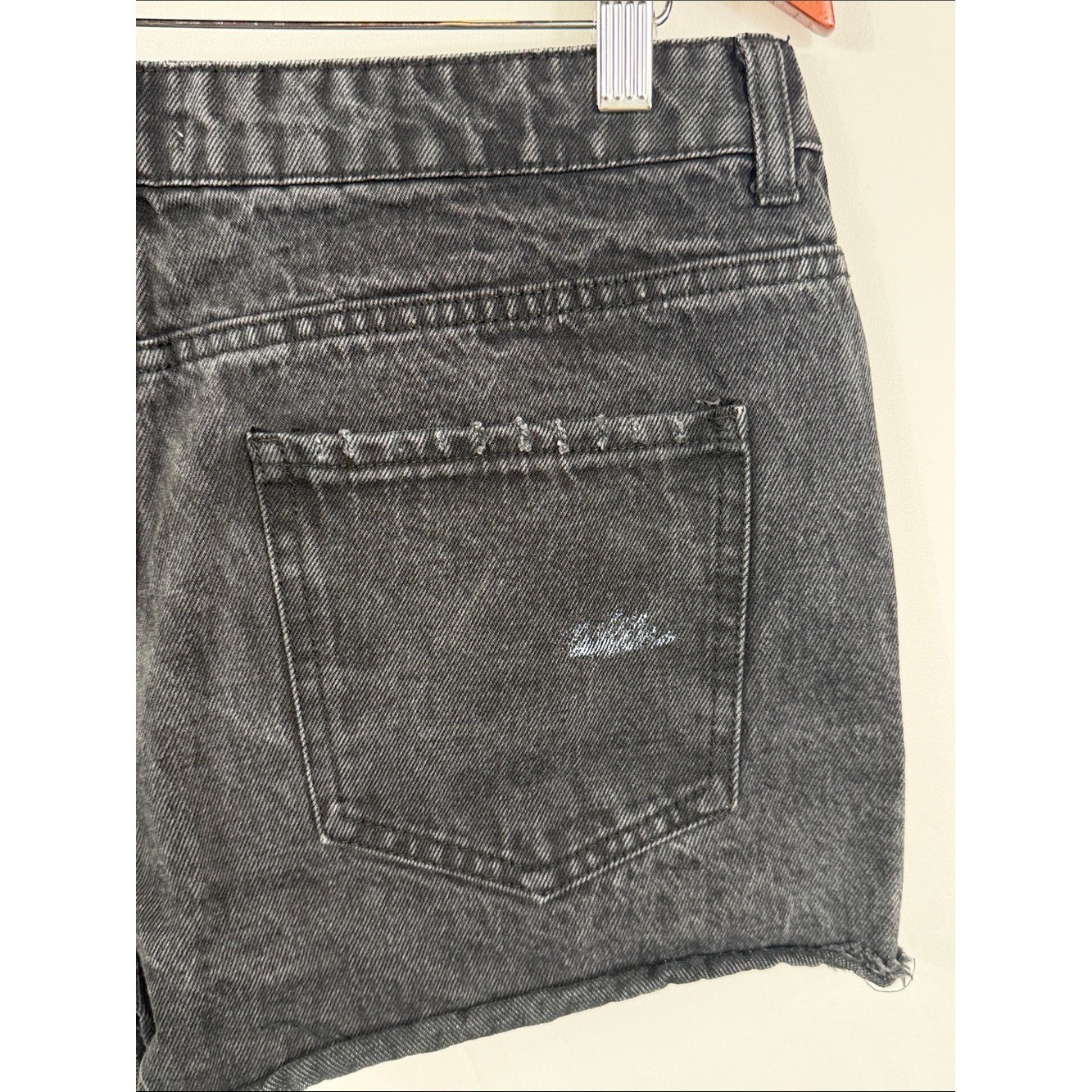 Forever 21 Black Distressed High-Rise Denim Shorts. Paint mark on back. Size 29