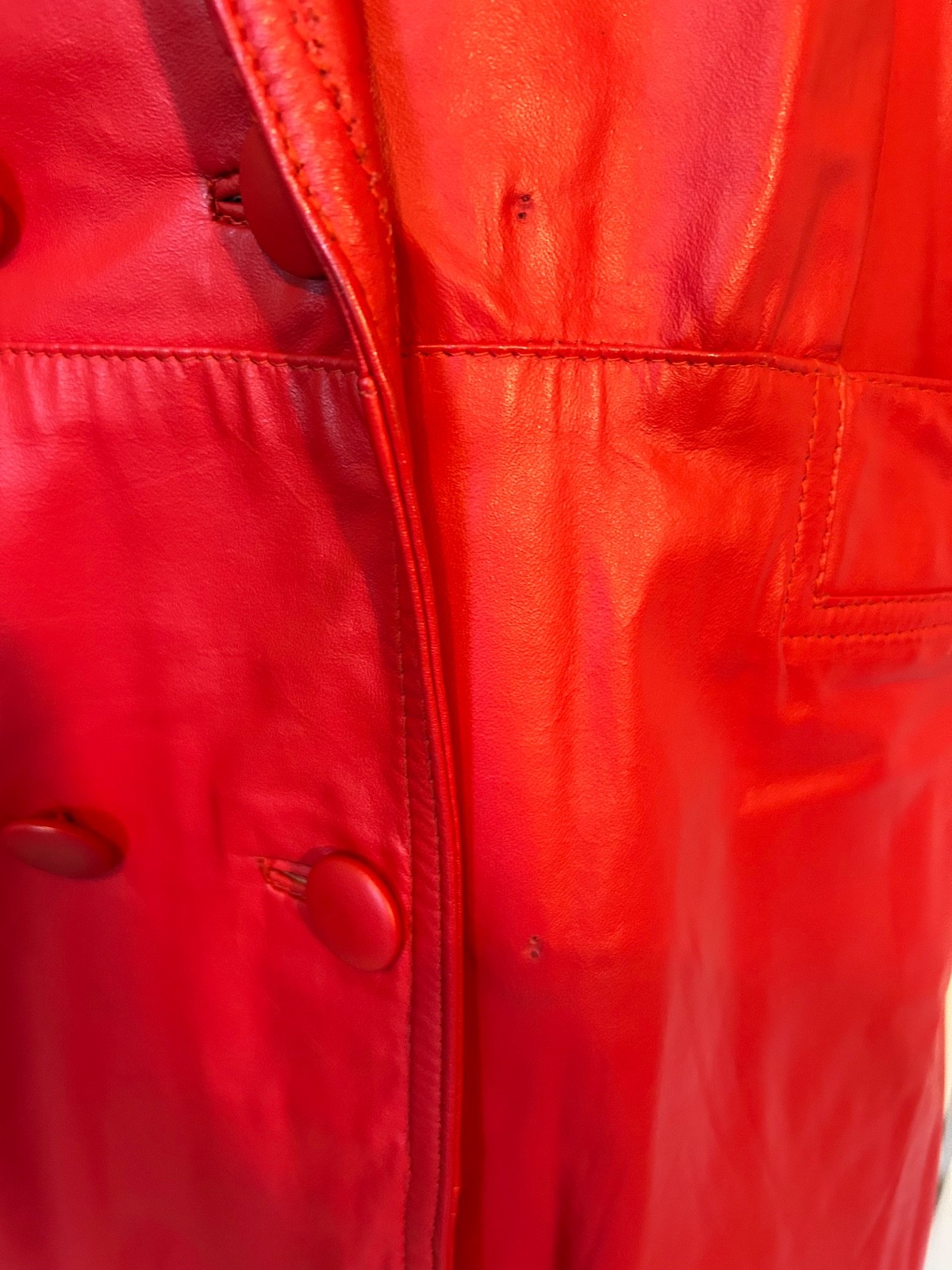 Vintage women’s 1980’s red Argentinian leather trench coat – Small