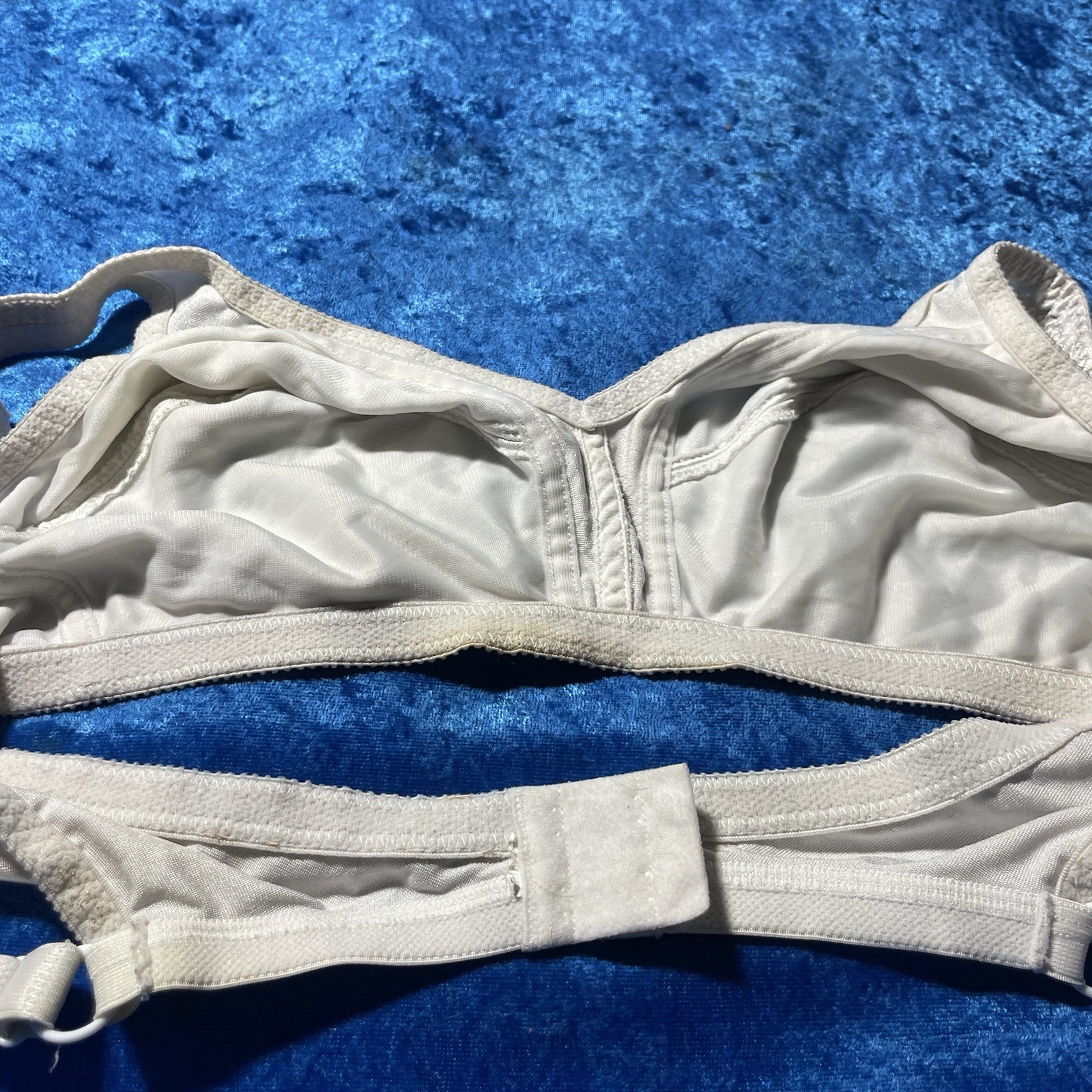 Vintage Shiny White Nylon Bra No Tag See Pics Fair Condition