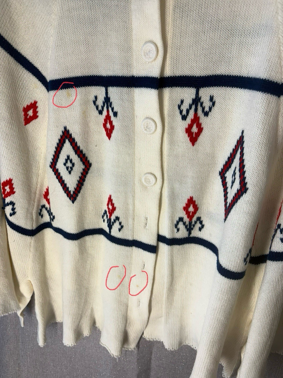 vintage womens poncho top Project Piece. Has Some Stains Missing Buttons Hem Out