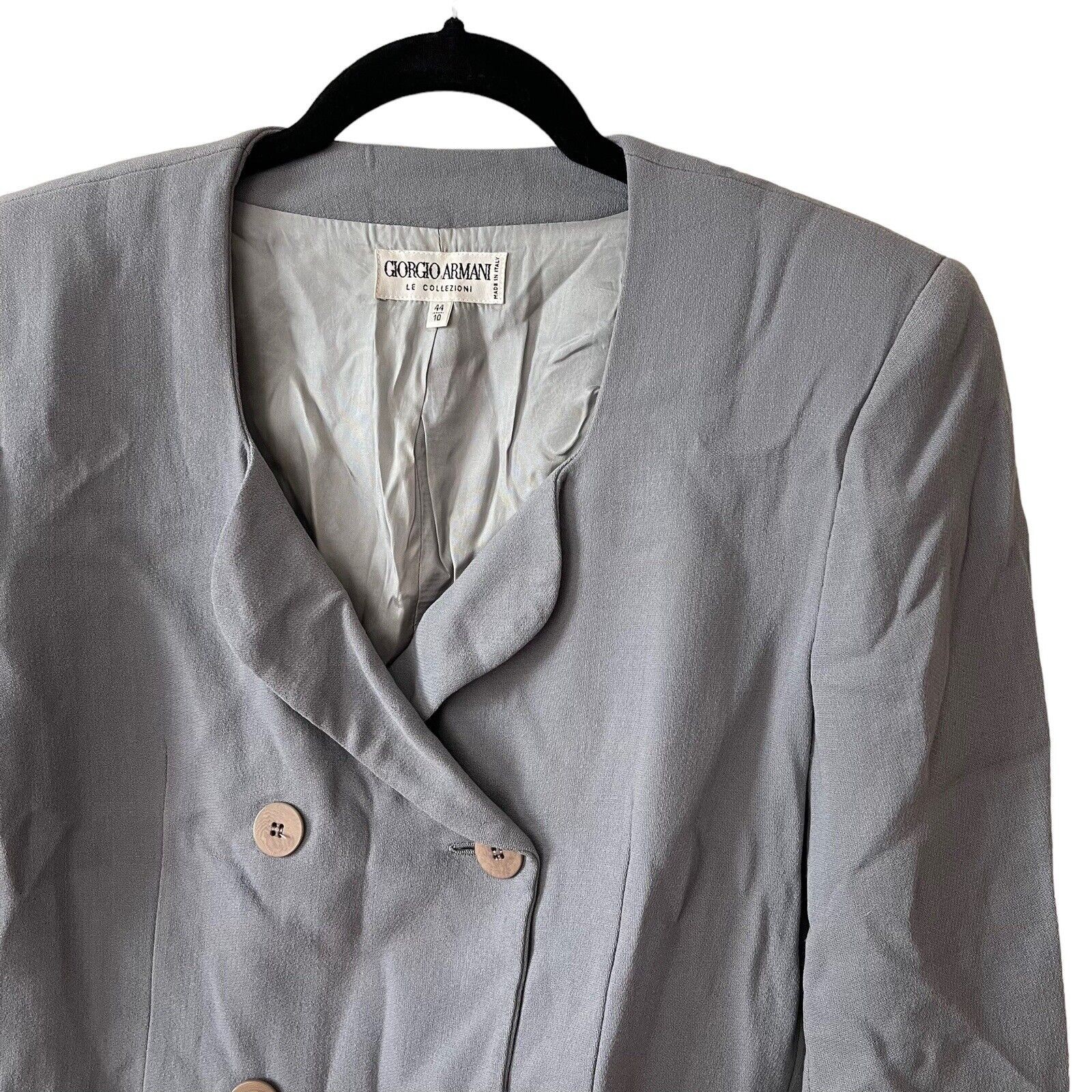 Giorgio Armani Le Collezioni US 10 Blazer Jacket Womens Vintage Wool Blue Gray