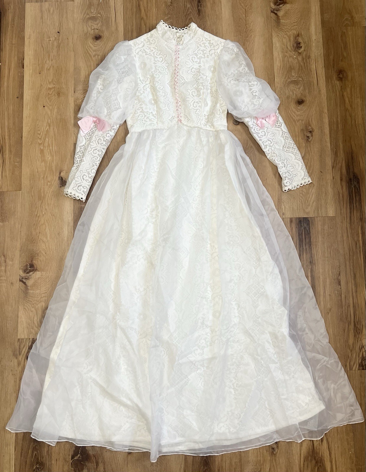 Vintage 1960s Lorrie Deb Wedding Or Formal Dress Ivory Empire Bow Small / Medium