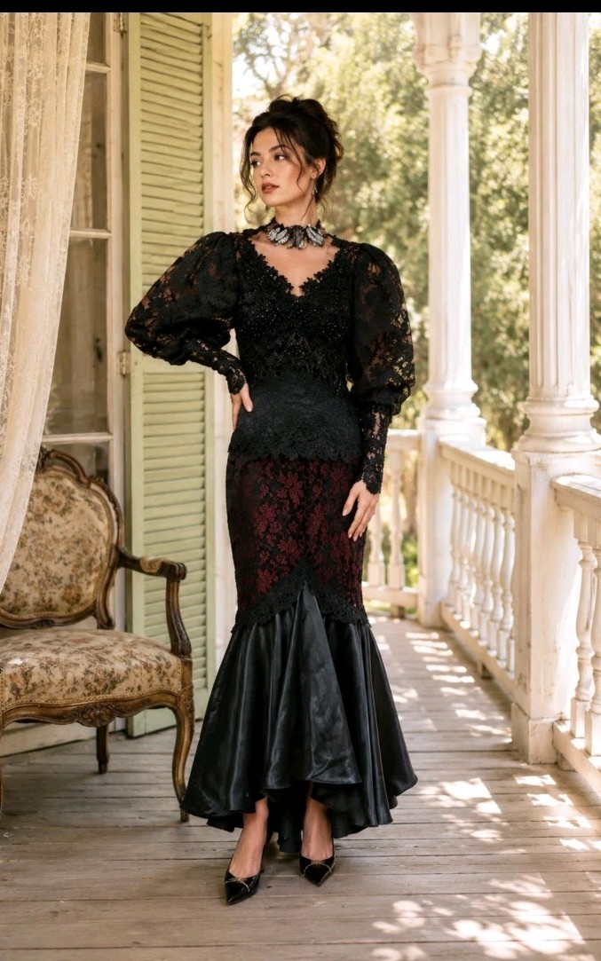 The Young Quinlan Co VTG Minneapolis ARTWEAR Edwardian COLLECTIBLE Dress XS?#CB3
