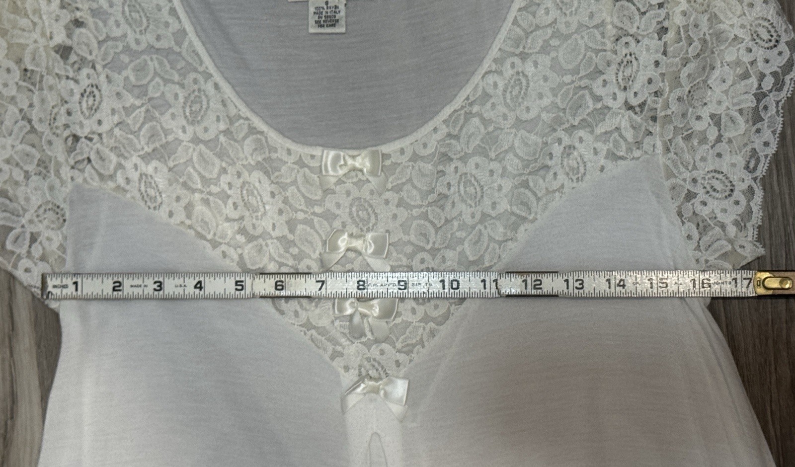 Vintage Judith Hart Short Sleeve Cotton Maxi Nightgown Lace Sz S Made In Italy
