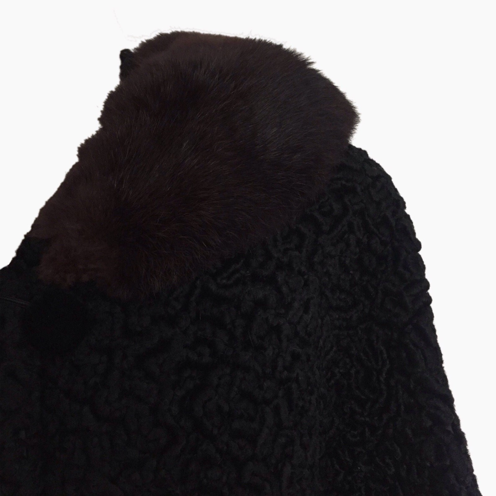 Vintage 1960’s Persian Lamb Jacket with Brown Fur Collar • Double-Breasted
