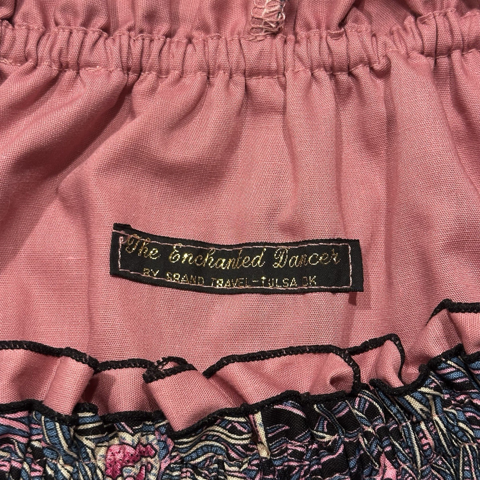 VTG Women’s Pink Ruffled Blouse Square Dance Size M/L Pink Butterfly Psychedelic