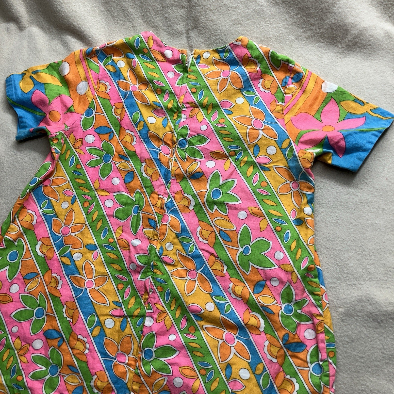 Vintage 60’s 70’s Carol Brent Psychedelic Floral Dress M/L Midi Zip Boho Hippy