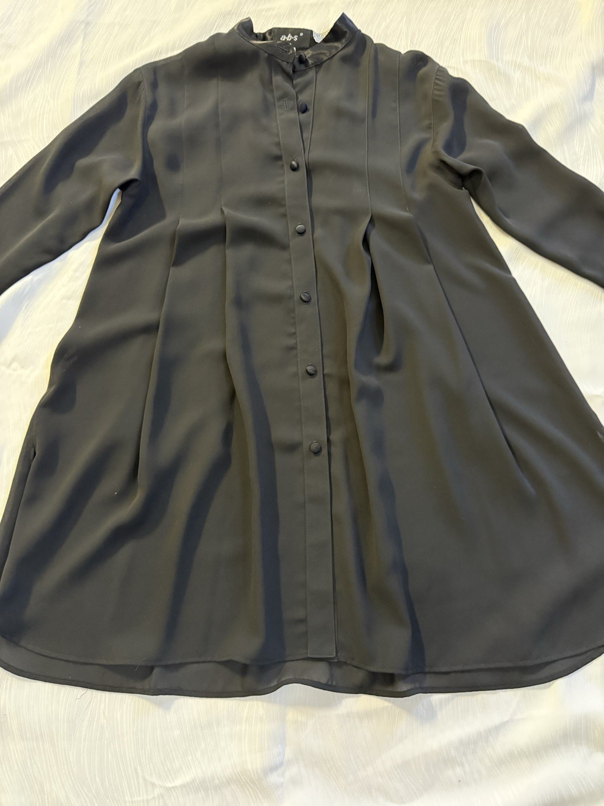 Vintage ABS by Allen Schwartz Black Oversized Tunic Shirt Dress Bergdorf Goodman