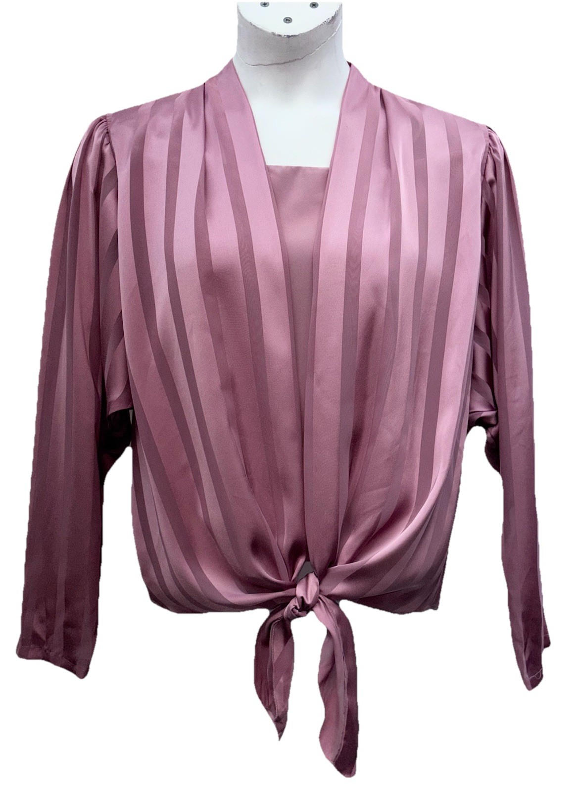 VTG King James California Size 16 Pullover Long Dolman Sleeve Tie Front Top Pink