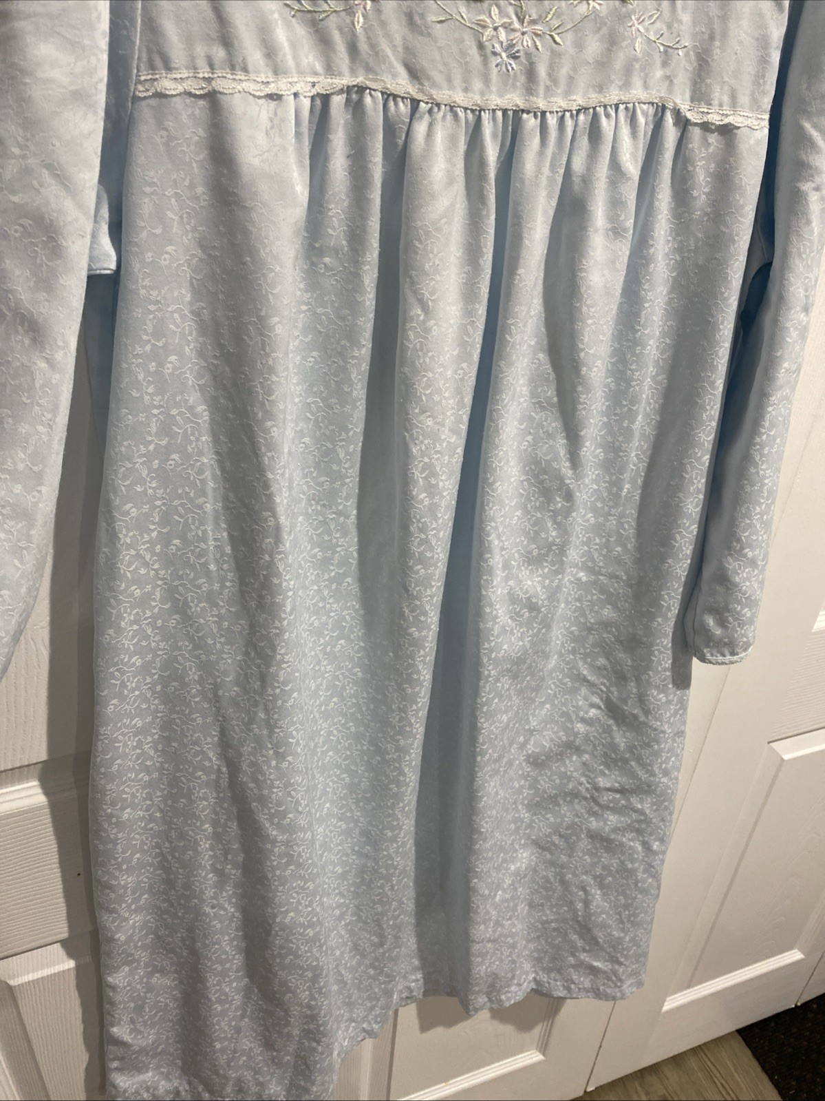 Go Softly Light Blue Long Nightgown with Embroidery And Lace Detail Size XL