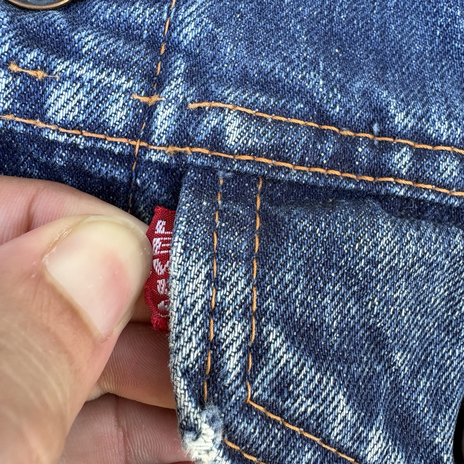 Vintage 1970s Levi’s Big E Denim Trucker Jacket Type 3 Embroidered Hippie Biker