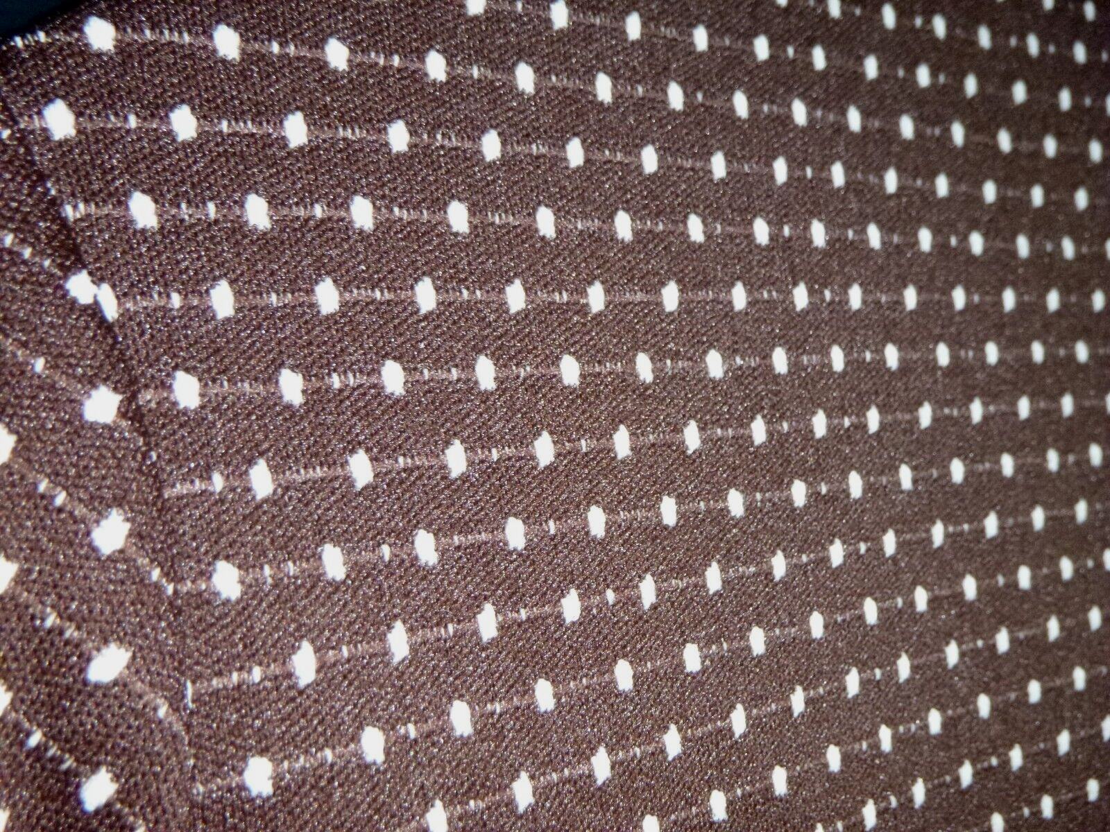 Vtg 60s 70s MOD Polyester Knit Shirt Jacket Brown White Dots Big Collar Sz S/M