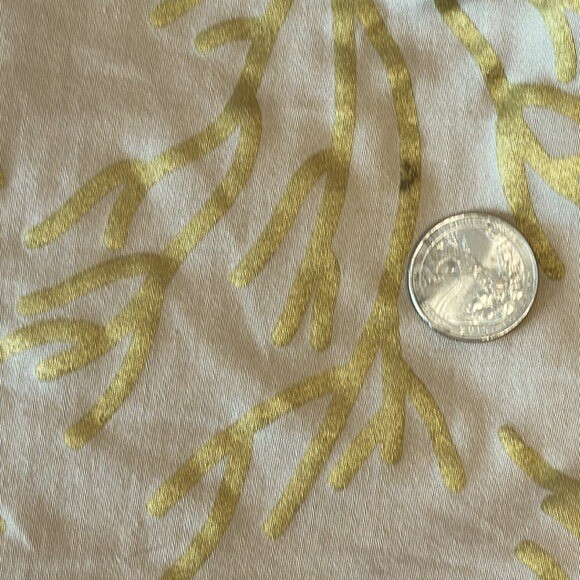 Vintage Haven Bleu Tan Skirt with Gold Coral Branches w/ Gold Sequins and Beads