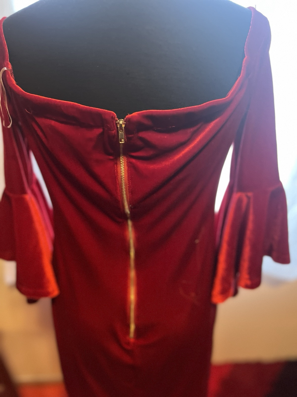 Vtg Y2K Teeze Me Bell Sleeve Velvet Dress 13/14 Red Sexy Romantic Party Prom