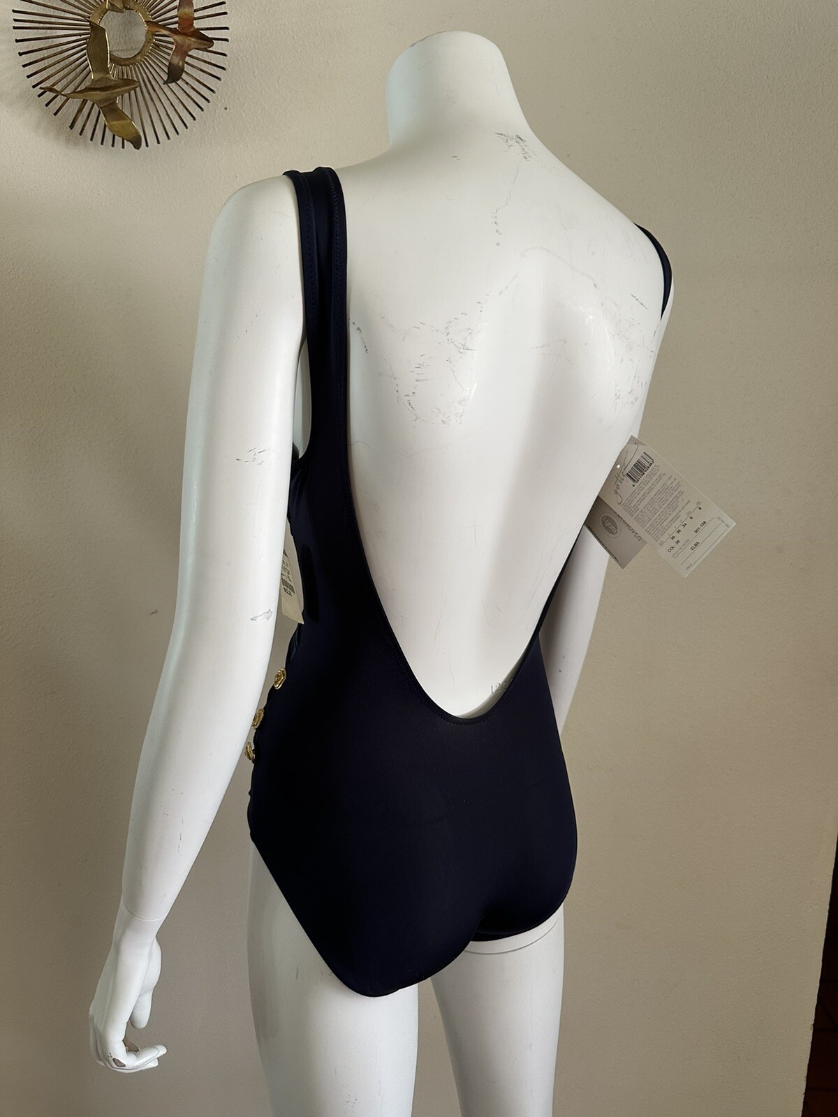 1990s Gottex One Piece Swimsuit Lycra Sensations Floral Buttons Resort 6 80s VTG