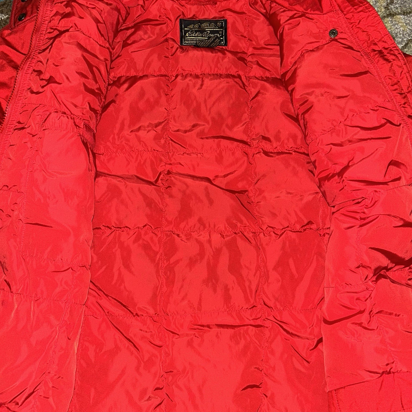Vintage 80s Eddie Bauer Red Goose Down Filled Jacket Size Medium Hong Kong