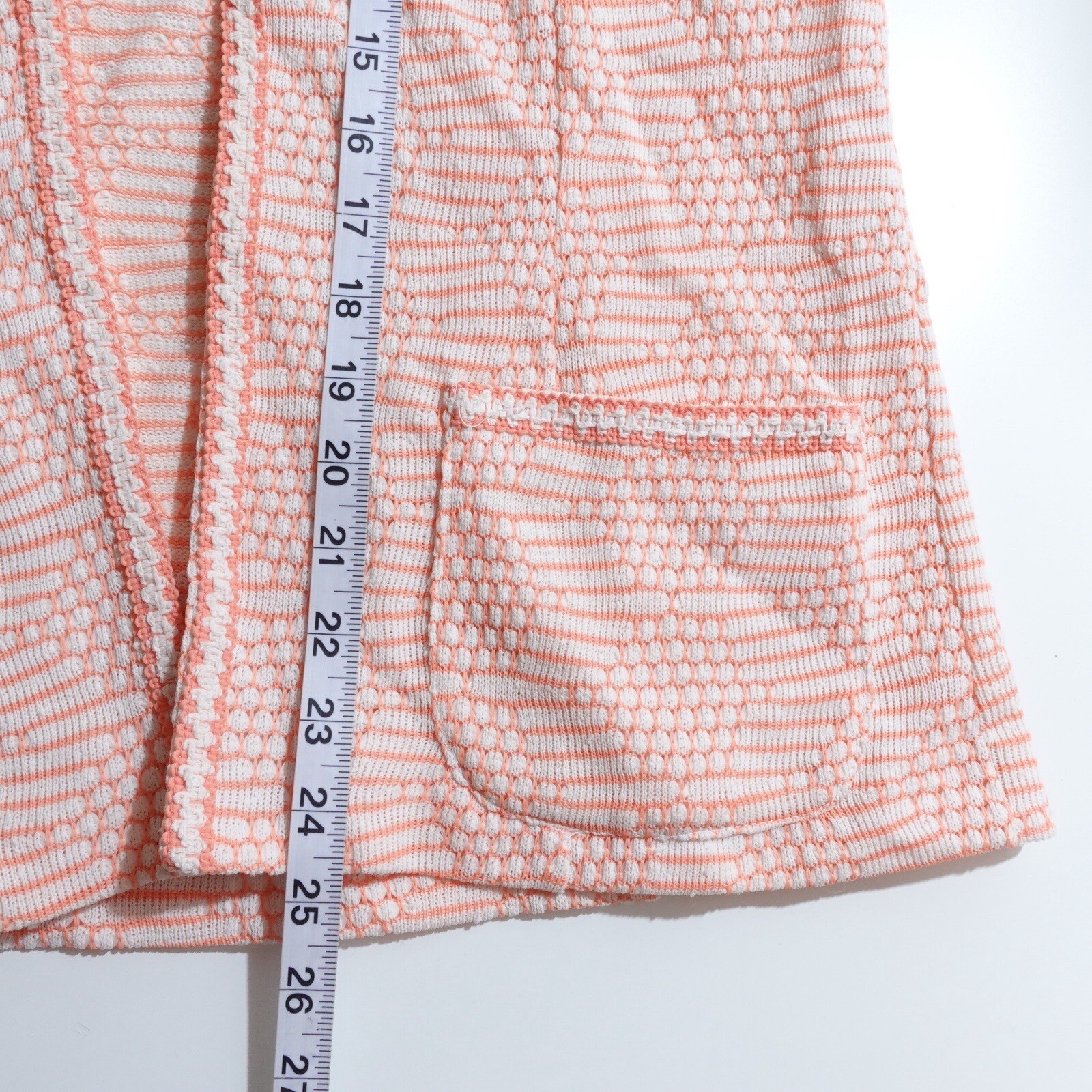 Vintage 70s Knit Short Sleeve Cardigan Nelly Don Stoner Square Medium Coral