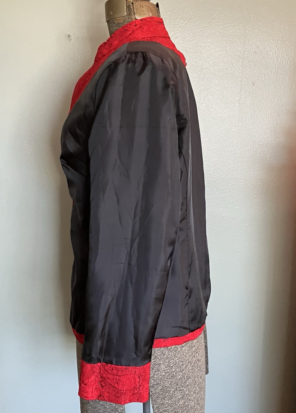 Vtg 80s Erin London Red Jacket Hook & Eye Closure Lightly Padded Shoulders